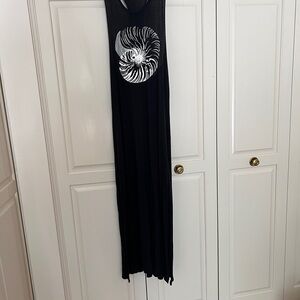 Roxy Black Maxi Dress with White Nautilus Design